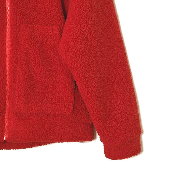 Fabletics Teddy Fleece Jacket Zip Front Hood Sporty Athleisure Cozy Red Size M - Picture 5 of 13